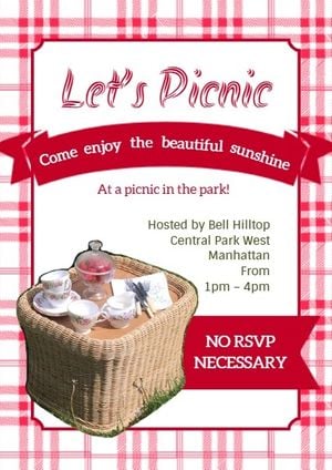 gathering, summer picnic, have a picnic, Pink Picnic Invitation Template