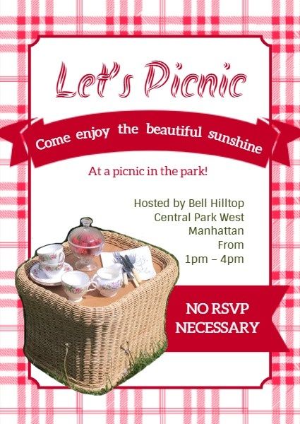 gathering, summer picnic, have a picnic, Pink Picnic Invitation Template
