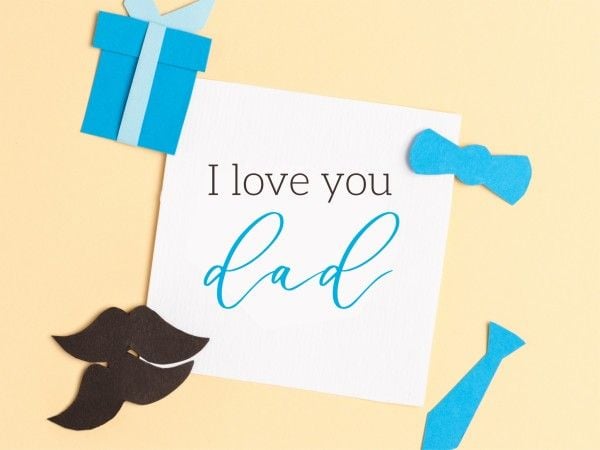 dad, greeting, blessing, Blue And Beige Paper Happy Father's Day Card Template