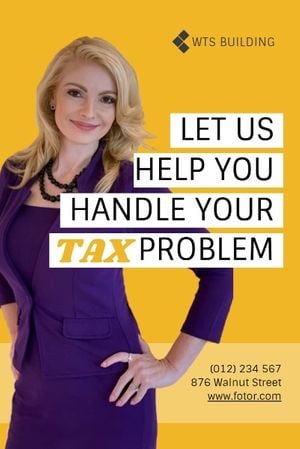 business, work, person, Yellow Background Of Accounting Service Pinterest Post Template