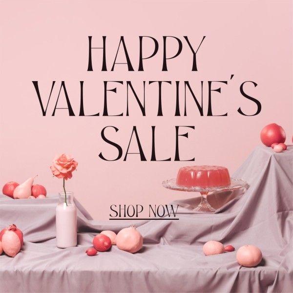 valentines day, love, dessert, Pink Food Valentine's Day Sale Promotion Instagram Post Template