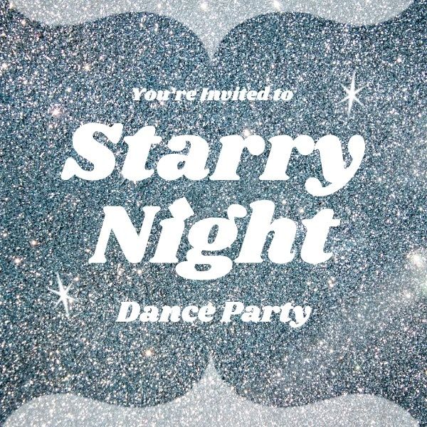 starry night, show, life, Silver Dance Party Invitation Instagram Post Template