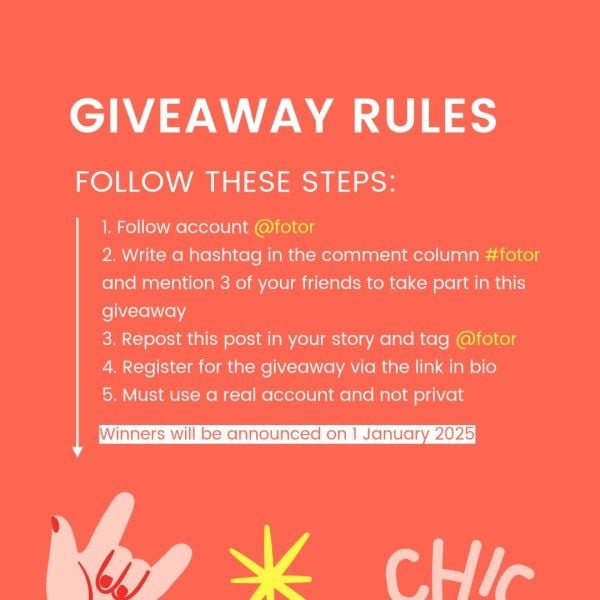 e-commerce, online shopping, promotion, Pink Black Friday Branding Giveaway Rules Steps Instagram Post Template