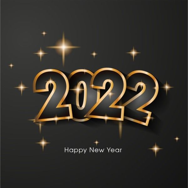 star, illustration, holiday, Balck Elegant 2022 Happy New Year Instagram Post Template