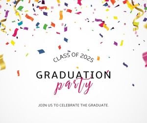 event, graduate, celebration, Colorful Illustration Confetti Graduation Party Invitation Facebook Post Template