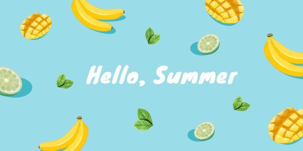 fruit, food, greeting, Hello Summer  Twitter Post Template