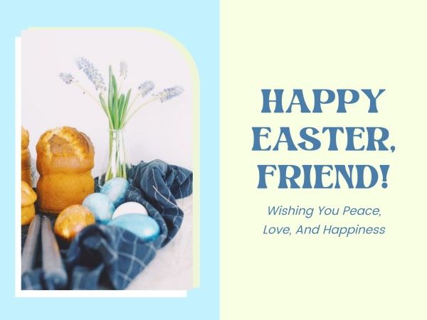 greeting, festival, holidaygreeting, Green And Blue Minimal Photo Happy Easter Day Card Template