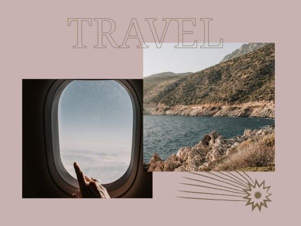 life, girls, view, Pink Travel Sea Line Airplane Window Photo Collage 4:3 Template