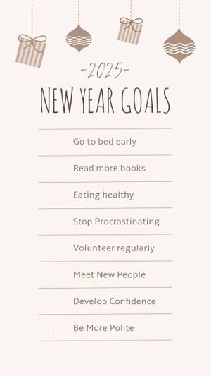 holiday, plan, checklist, Beige Illustration New Year Goals Instagram Story Template