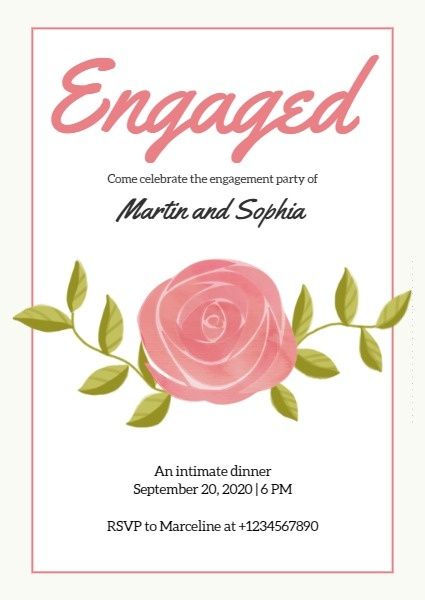 engagement party, proposal, marriage, Rose Engagement Invitation Template