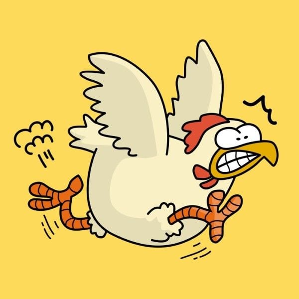 anime, animal, animated, Yellow Running Comic Chicken  Funny Discord Profile Picture Avatar Template
