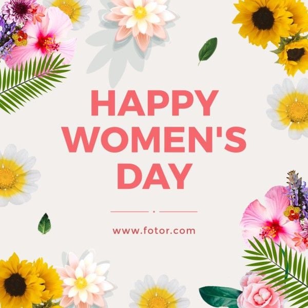 women's day, international women's day, march 8, Floral Illustration Happy Womens Day Instagram Post Template