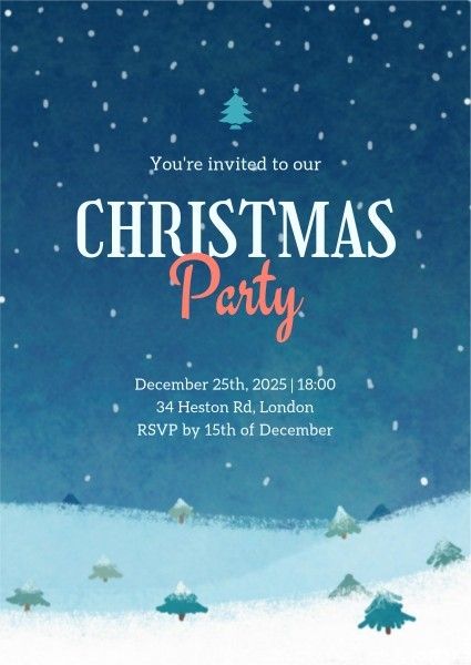 holiday, celebration, weihnachten, Snow Christmas Party Invitation Template