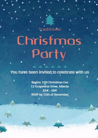 雪のクリスマスパーティー 招待状
