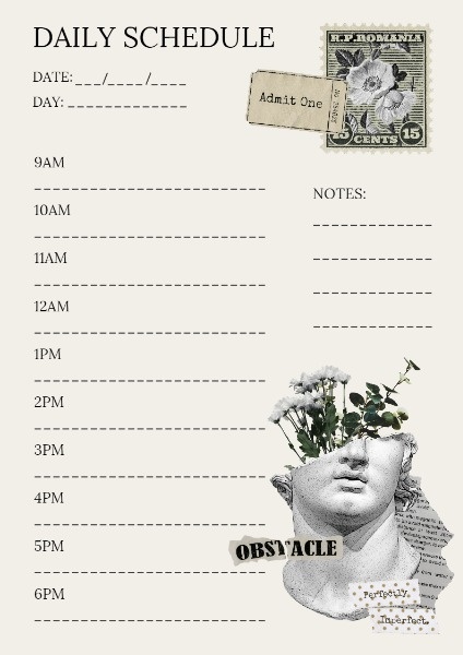 Vintage Style Day Schedule Planner