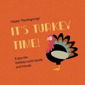 thanksgiving, life, happy, Orange Turkey Wishes Quote Instagram Post Template