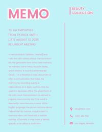 advertisement, business, promotion, Blue Beauty Collection Memo Template