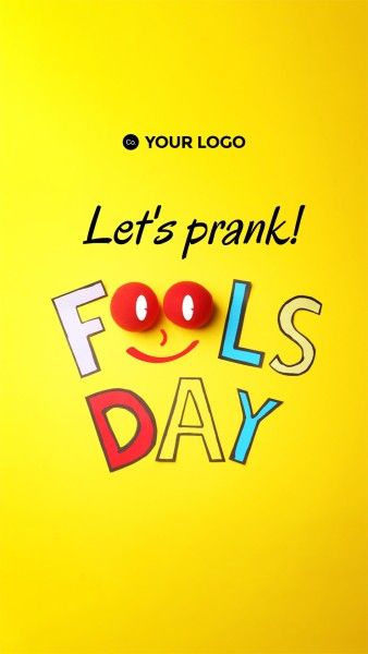 greeting, celebration, festival, Yellow Funny Photo April Fools' Day Instagram Story Template