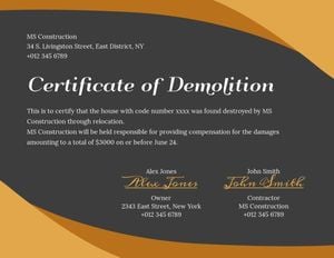 Demolition Certificate