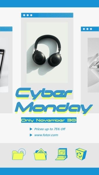 shop, headphone, social media, Blue Cyber Monday 3c Sale Instagram Story Template