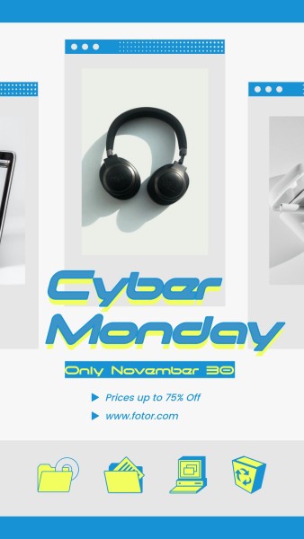 Blue Cyber Monday 3c Sale Instagram Story