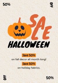 holiday, festival, sales, Simple White Pumpkin Halloween Sale Flyer Template