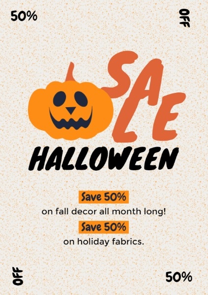 Simple White Pumpkin Halloween Sale Flyer