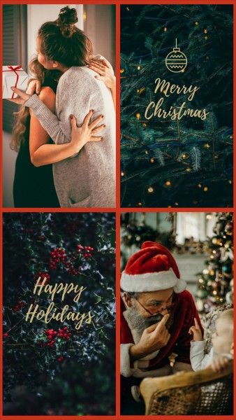family, photograph, love, Black Christmas Photo Collage 9:16 Template
