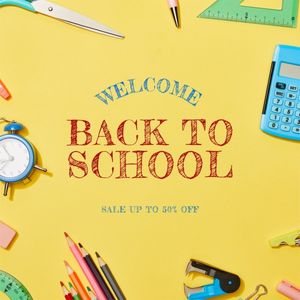 study, education, promotion, Yellow Simple Modern Back To School Sale Instagram Post Template