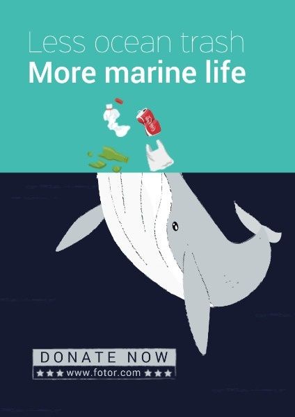 more marine life, sea life, less ocean trash, Save Marine Life Flyer Template