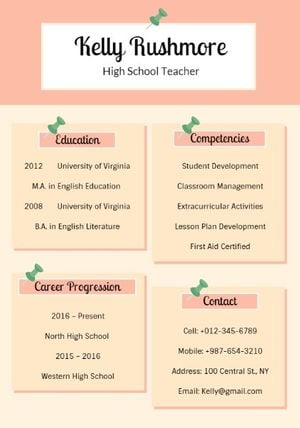 employer, education, job, High School Teacher Resume Template