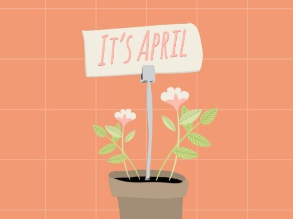 flower, flowers, flowerpot, April greeting Card Template