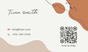 florist, floristry, designer, Beige Aesthetic QR Code Business Card Template