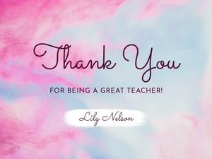 Pink World Teacher's Day Thank You Card Template and Ideas for Design ...