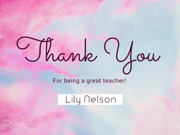 Pink World Teacher's Day Thank You Card