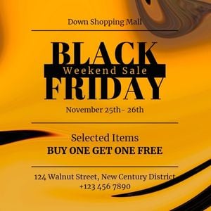 shopping mall, market, discount, Orange Black Friday Weekend Sale Instagram Post Template