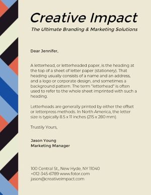 marketing, solution, business, Creative Impact Letterhead Template