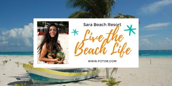 life, travel, vacation, Summer Beach Resort Ads Twitter Post Template