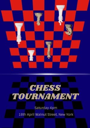 game, life, contest, Red And Blue Chess Tournament Poster Template
