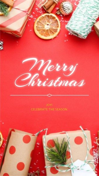 xmas, holiday, wish, Orange Elegant Classic Merry Christmas Instagram Story Template