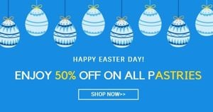 sale, promotion, store, Blue Happy Easter Discount Facebook Ad Medium Template