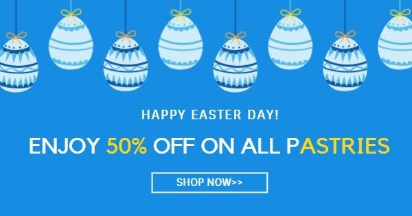 Blue Happy Easter Discount Facebook Ad Medium