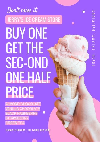 カスタマイズ可能なアイスクリーム店販売ポスターのテンプレート Fotorデザインツール