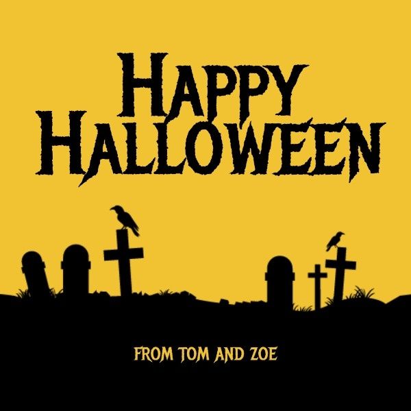holiday, festival, celebration, Yellow Happy Halloween Instagram Post Template