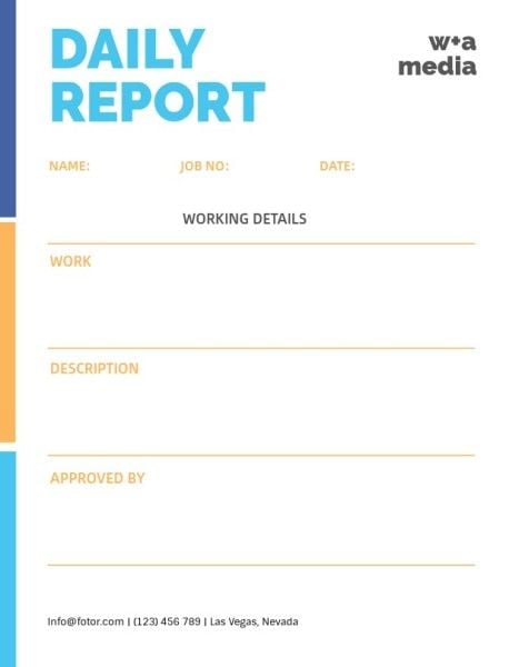 work,  company,  working day, Simple Media Business  Daily Report Template