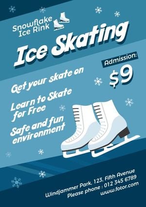 skiing, exercise, sports, Ice Skating Sport Poster Template