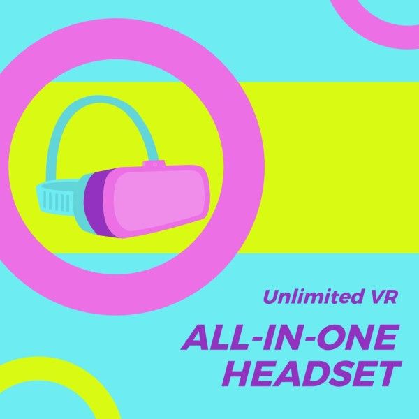 headset, dream, technology, Blue Unlimited VR Instagram Post Template