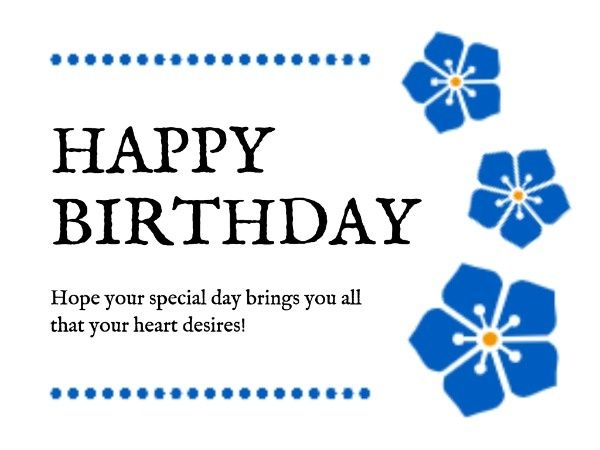 白と青の誕生日の願いカード メッセージカード