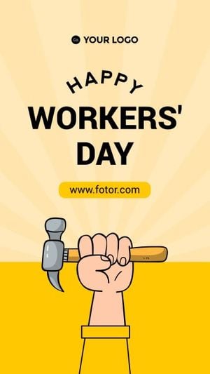 greeting, celebration, celebrate, Yellow Modern International Workers' Day Instagram Story Template