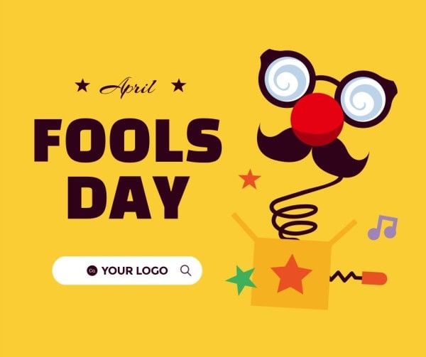 celebration, festival, greeting, Simple Yellow Illustration April Fools' Day Facebook Post Template